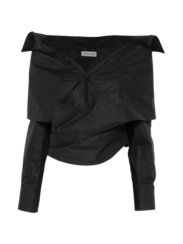 Balenciaga حقيبة أوف-كتف قطن قميص — أسود