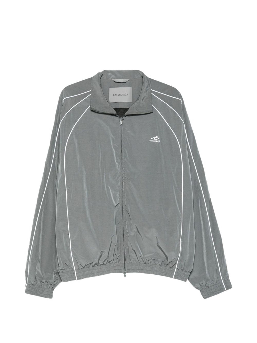 Balenciaga Logo-Print Cotton Blend Sweatshirt — Grey
