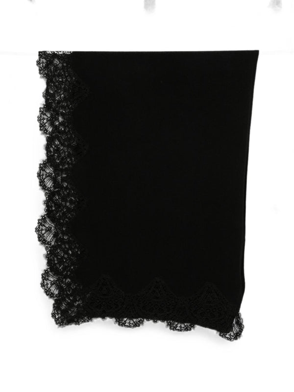 Ermanno Scervino Cashmere Lace-Trim Scarf — Black