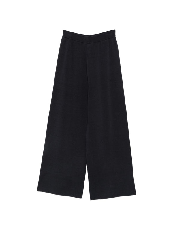Alysi Wide-Leg Knitted Trousers — Navy