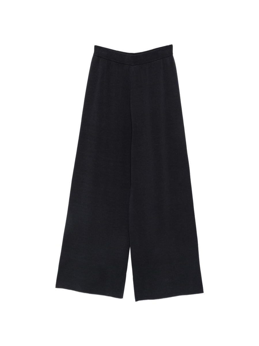 Alysi Wide-Leg Knitted Trousers — Navy