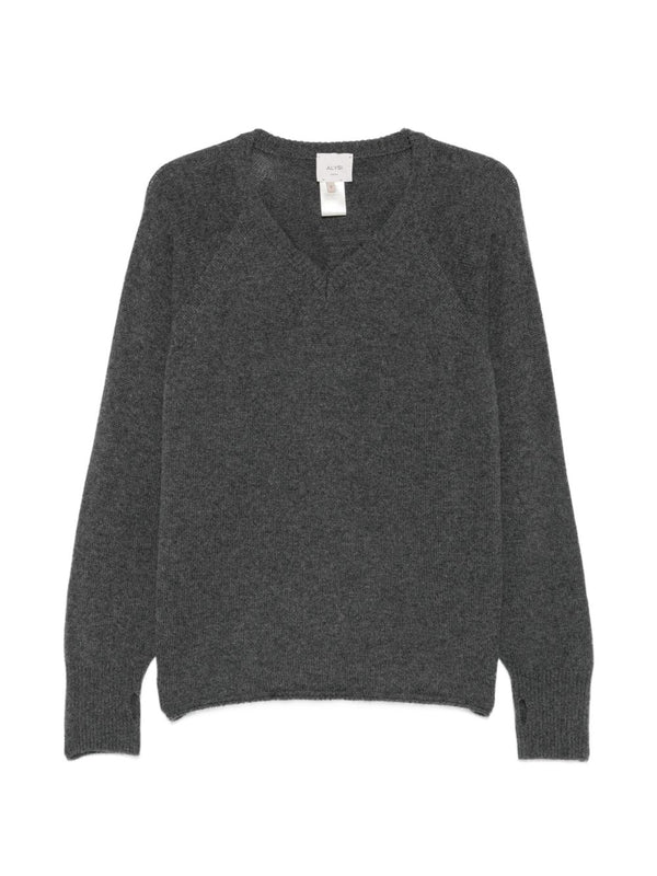 Alysi Cashmere V-Neck Sweater — Charcoal grey