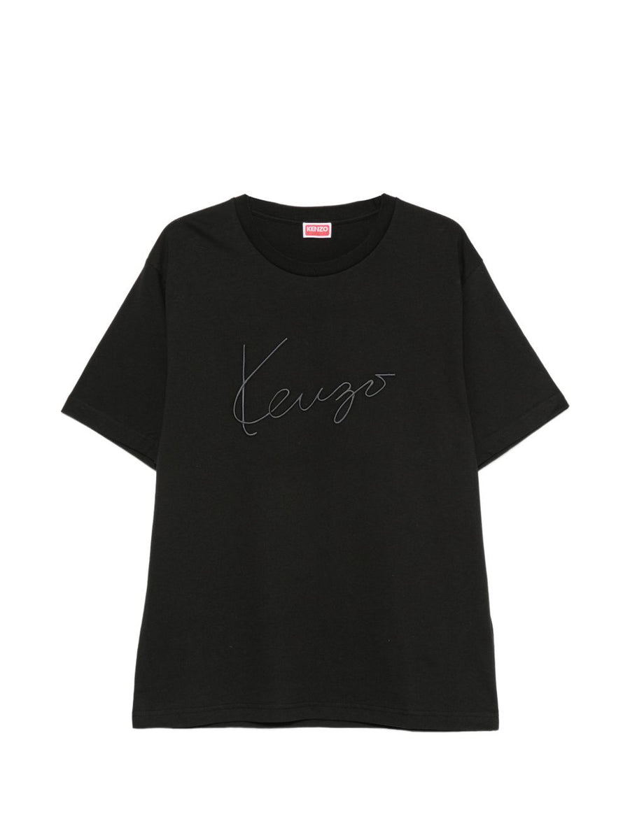 Kenzo Logo-Embroidered T-Shirt — Black