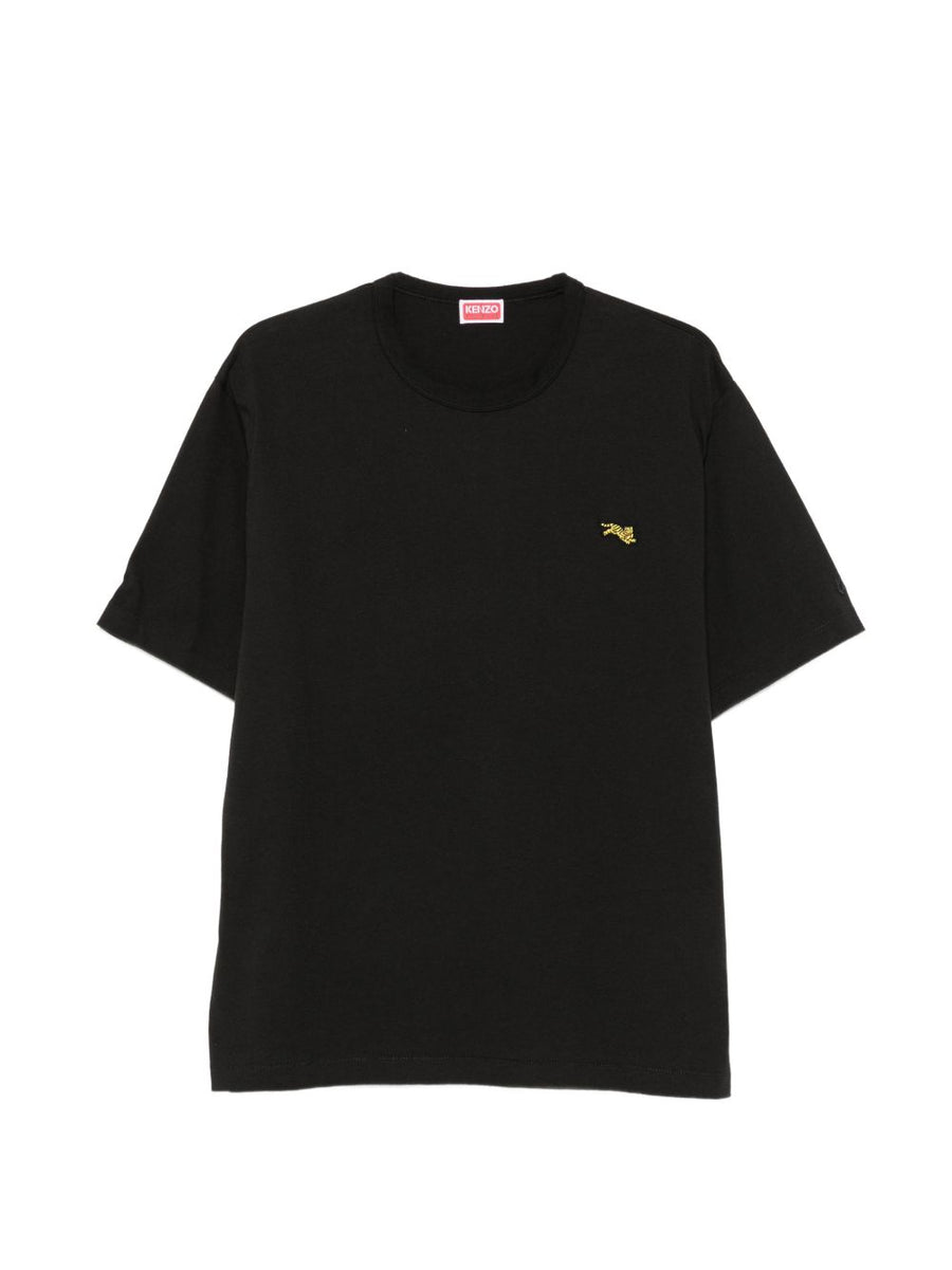 Kenzo Logo-Embroidered Cotton T-Shirt — Black