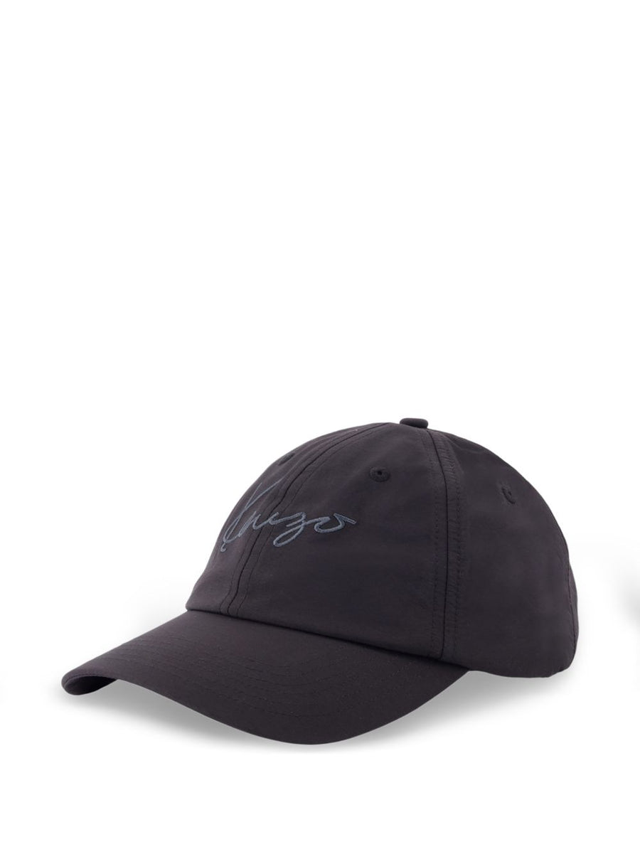 Kenzo Logo-Embroidered Baseball Cap — Black