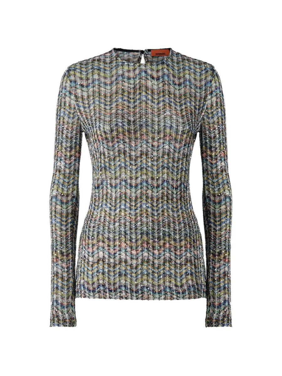 Missoni Zigzag Knit Sweater — Blue