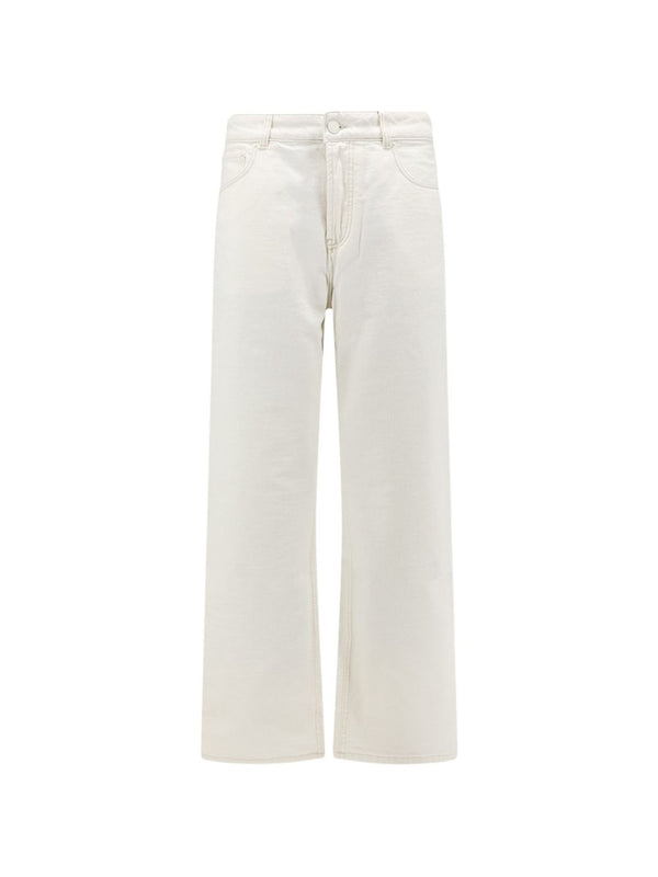 Ami Paris Wide-Leg Denim Jeans — Ecru