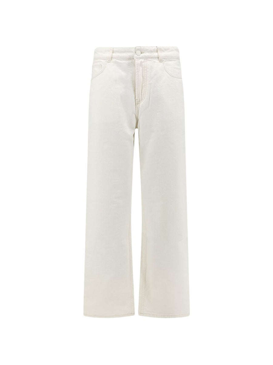 Ami Paris Wide-Leg Denim Jeans — Ecru