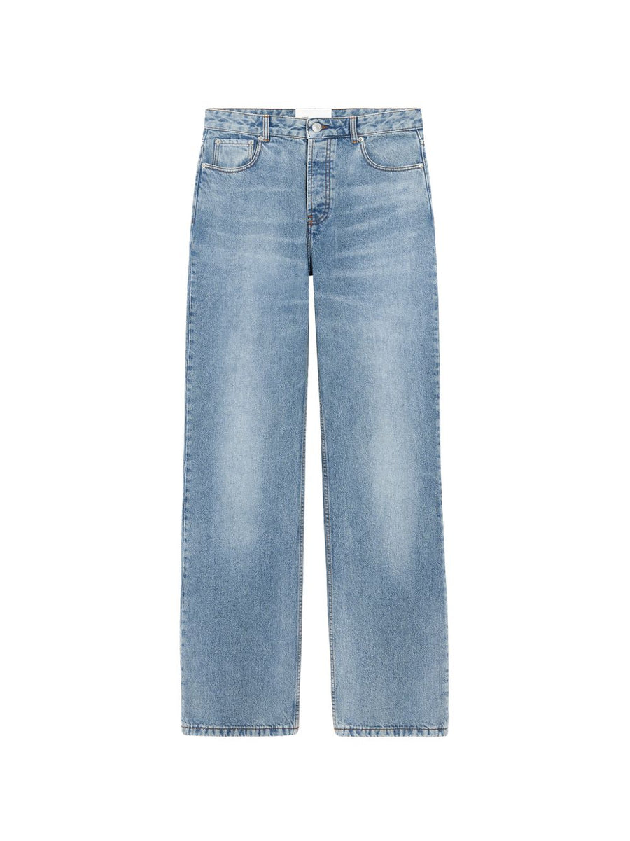 Ami Paris Wide-Leg Denim Jeans — Light Blue