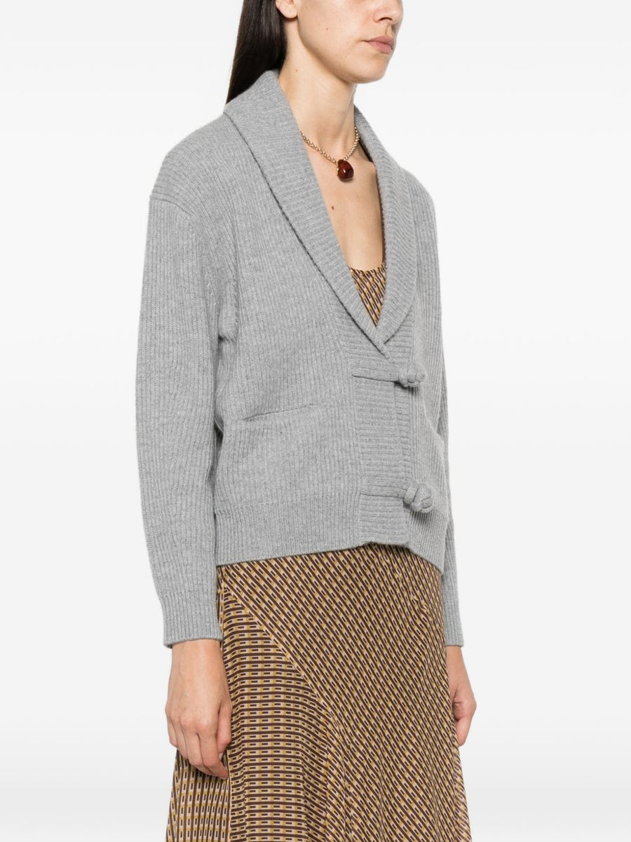 Forte Forte Ribbed Cashmere-Blend Cardigan — Grey