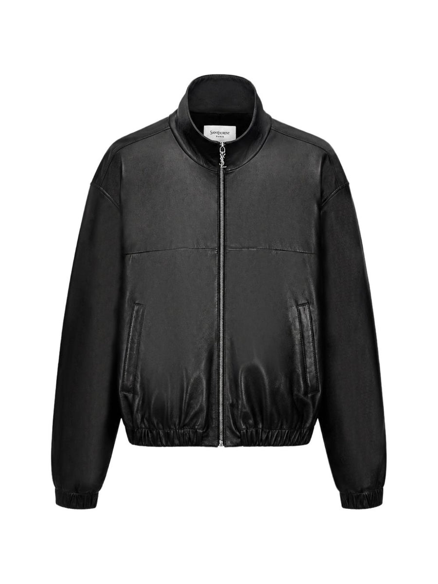 Saint Laurent Leather Bomber Jacket — Black