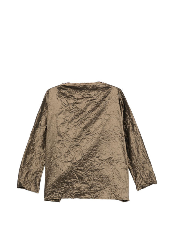 Daniela Gregis Crinkled Silk Blouse — Bronze