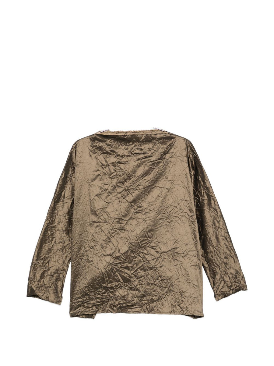 Daniela Gregis Crinkled Silk Blouse — Bronze