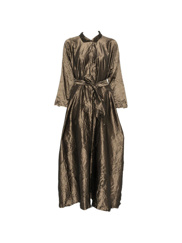Daniela Gregis Crinkled Silk Dress — Brown