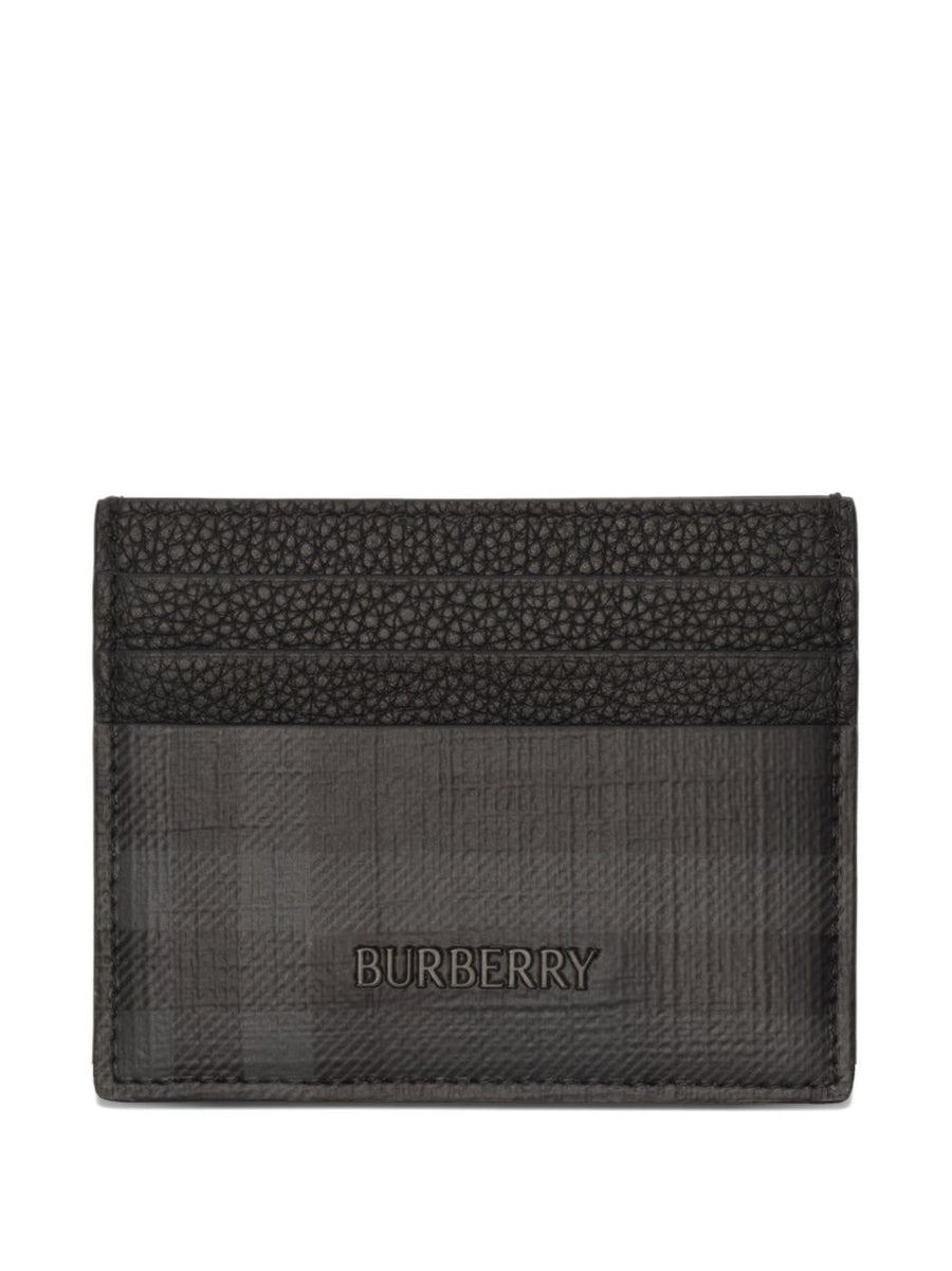 Burberry Check Card Case — Grey