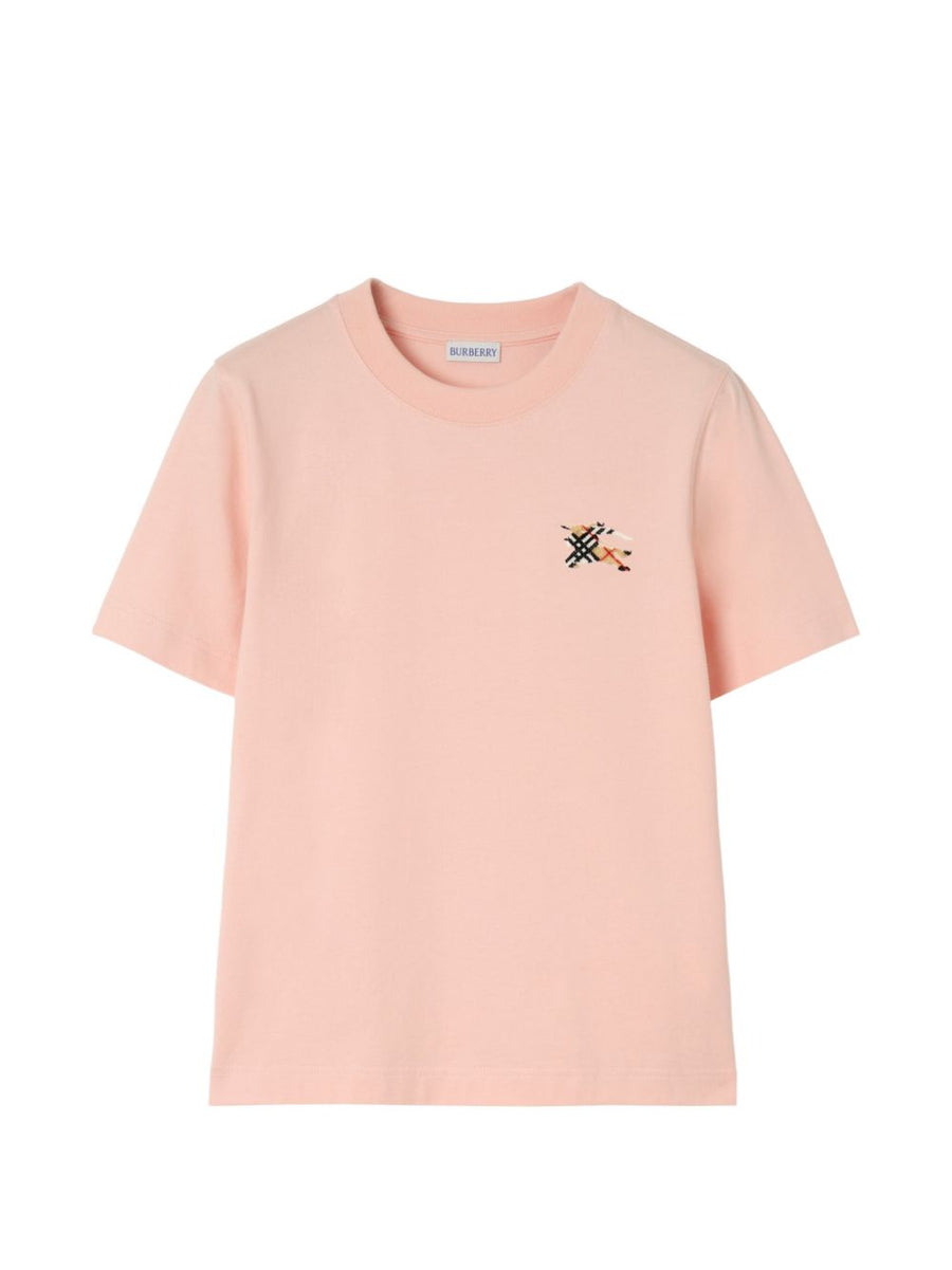 Burberry Logo-Embroidered Cotton T-Shirt — Pink