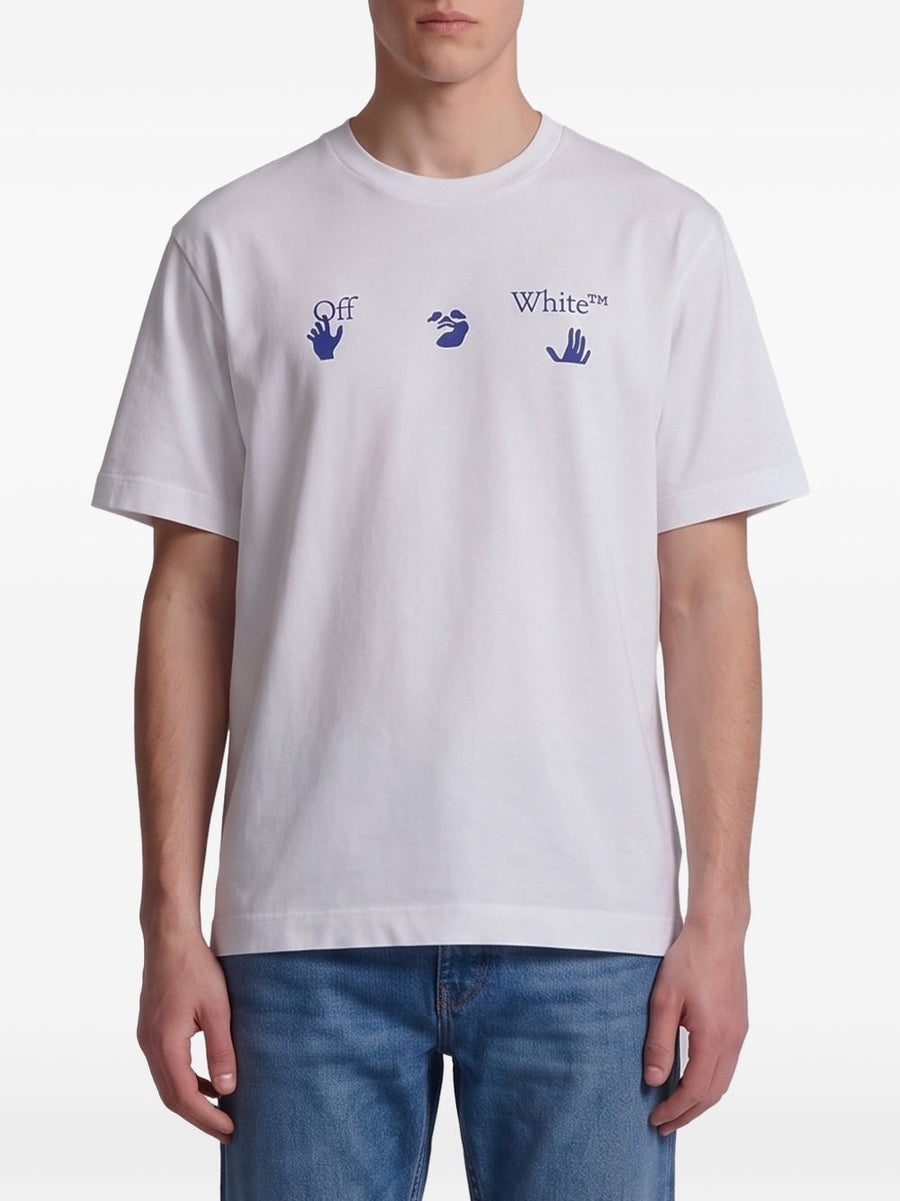 Off White Logo-Embroidered T-Shirt — White