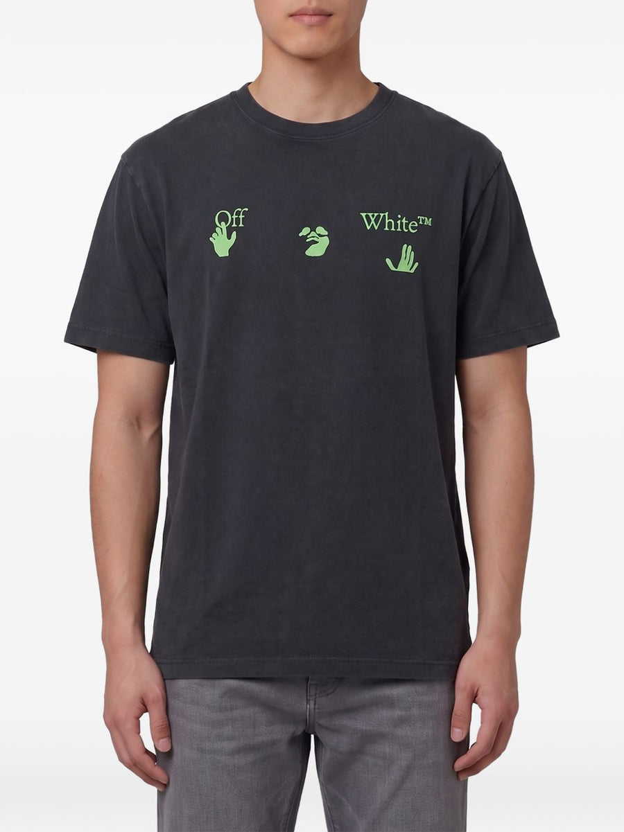 Off White Graphic-Print Cotton T-Shirt — Black