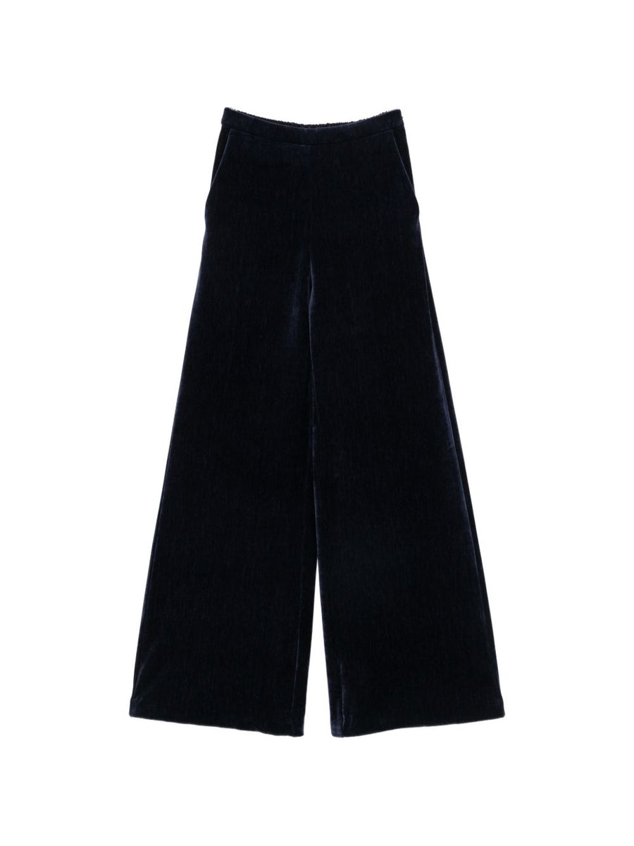 Forte Forte Velvet Wide-Leg Trousers — Navy