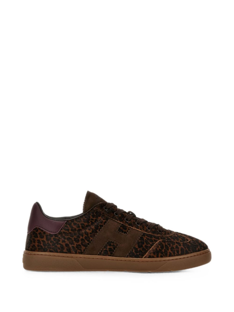 Hogan Leopard-Print Leather Sneaker — Brown