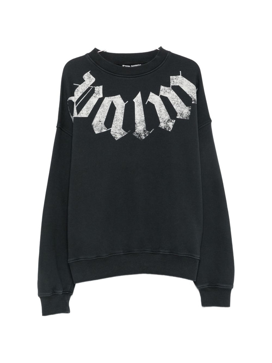 Palm Angels Logo-Printed Cotton Sweatshirt — Black