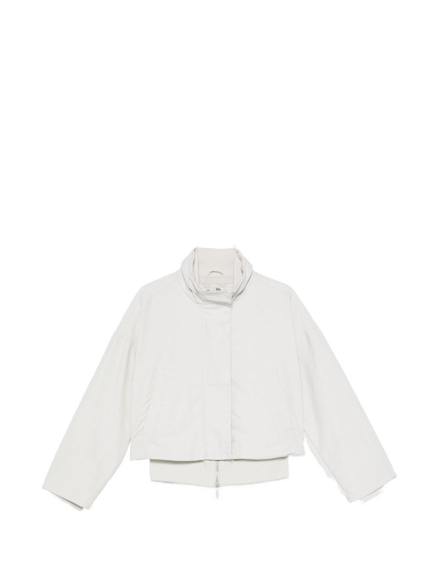 Emporio Armani Cotton Blend Blouson Jacket — Off-white