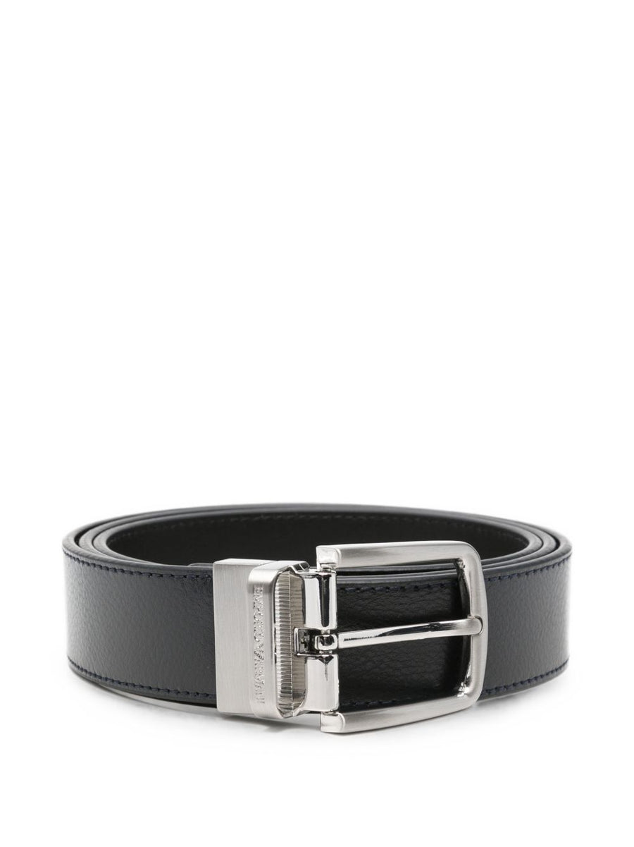 Emporio Armani شعار-محفور جلد حزام — كحلي