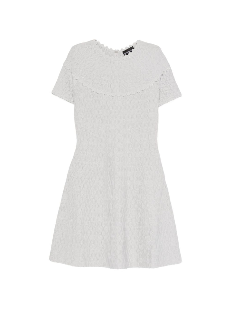Emporio Armani Scalloped-Trim Dress — white