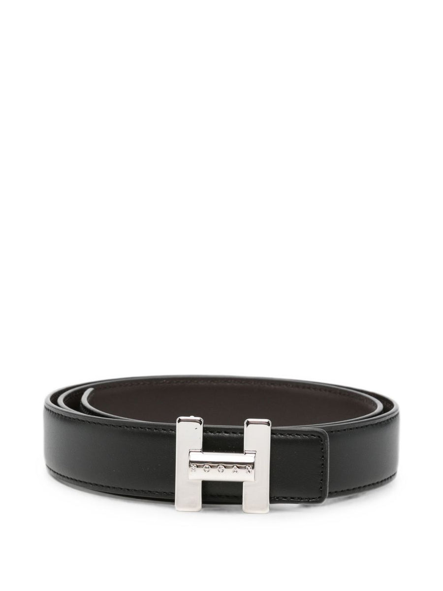 Hogan H-Logo Buckle Belt — Black