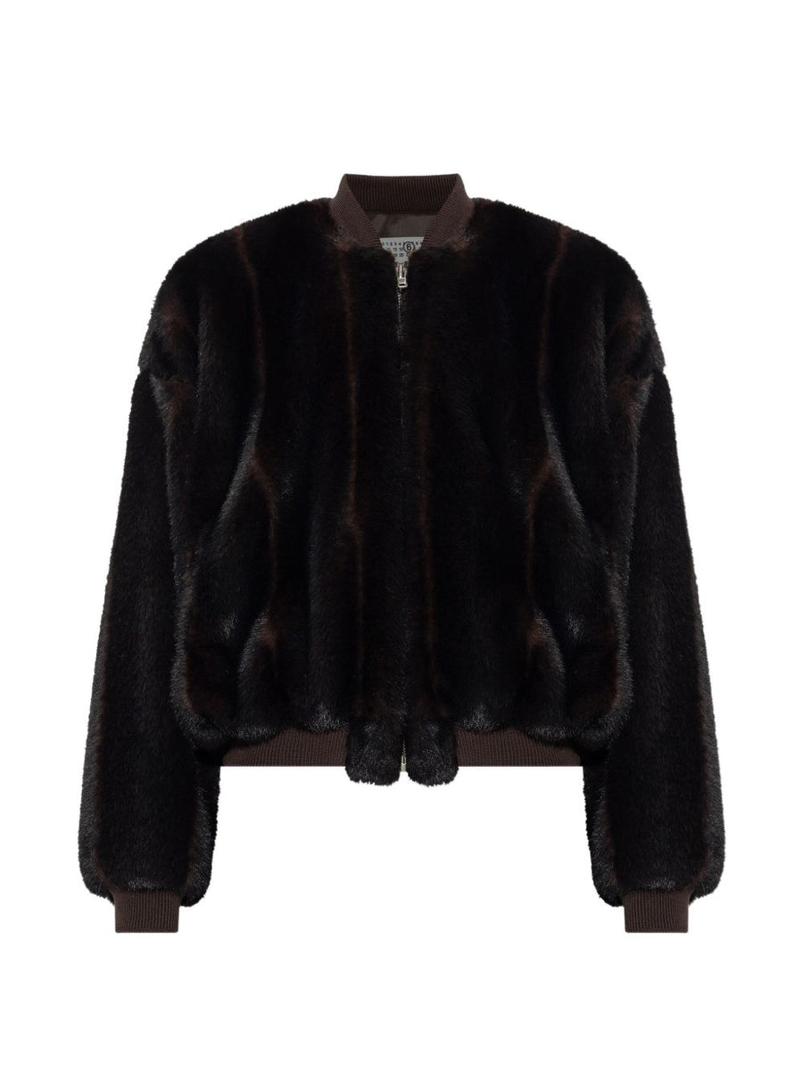 MM6 Maison Margiela Mink Fur Jacket — Brown