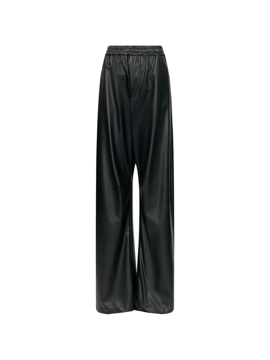 MM6 Maison Margiela Faux Leather Wide-Leg Trousers — Black