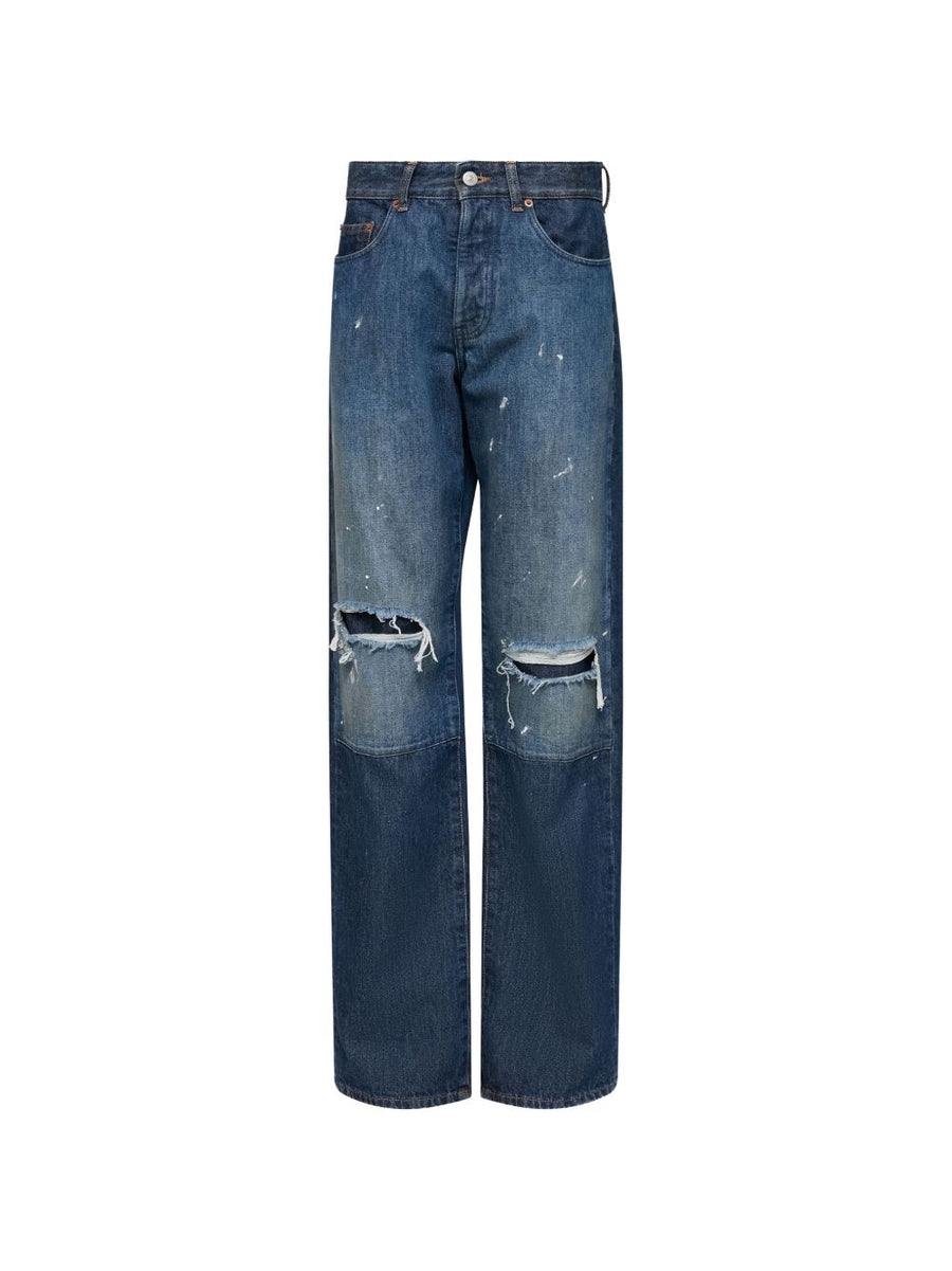 جينز ممزق بقَصّة برميلية من MM6 Maison Margiela — نيلي