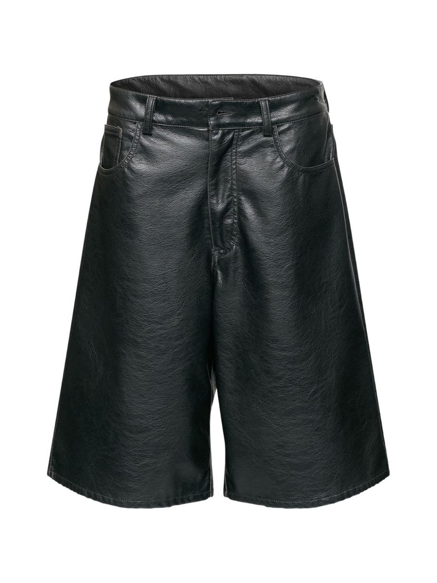 MM6 Maison Margiela Faux Leather Shorts — Black