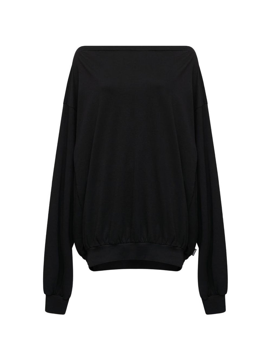 MM6 Maison Margiela Oversized Cotton Jersey Sweatshirt — Black