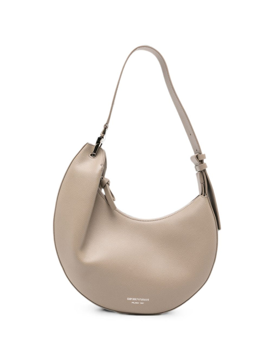 Emporio Armani Grained Leather Shoulder Bag — Beige