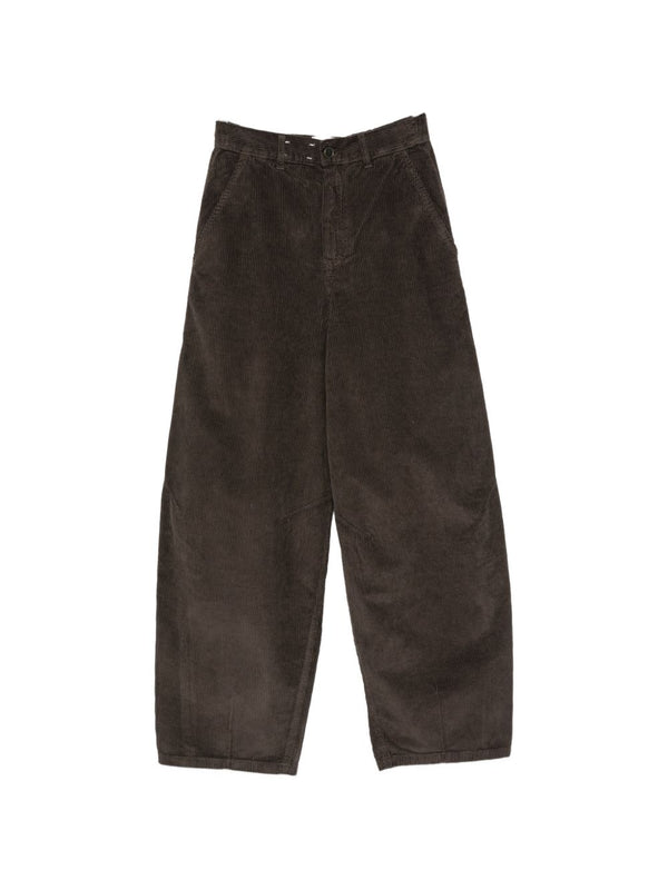 Alysi Velvet Barrel Trousers — Charcoal