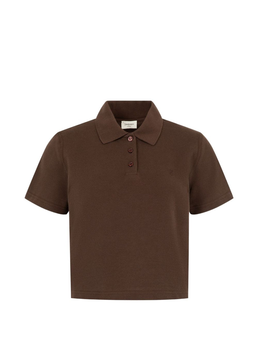 Saint Laurent Cotton Polo — Brown