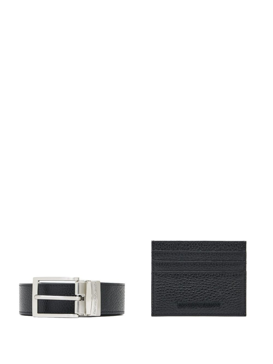 Emporio Armani Pebbled Leather Belt — Black