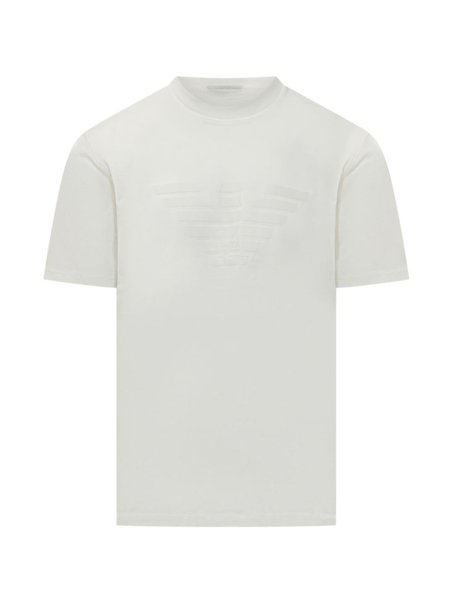 Emporio Armani Logo-Embroidered Cotton T-shirt — white