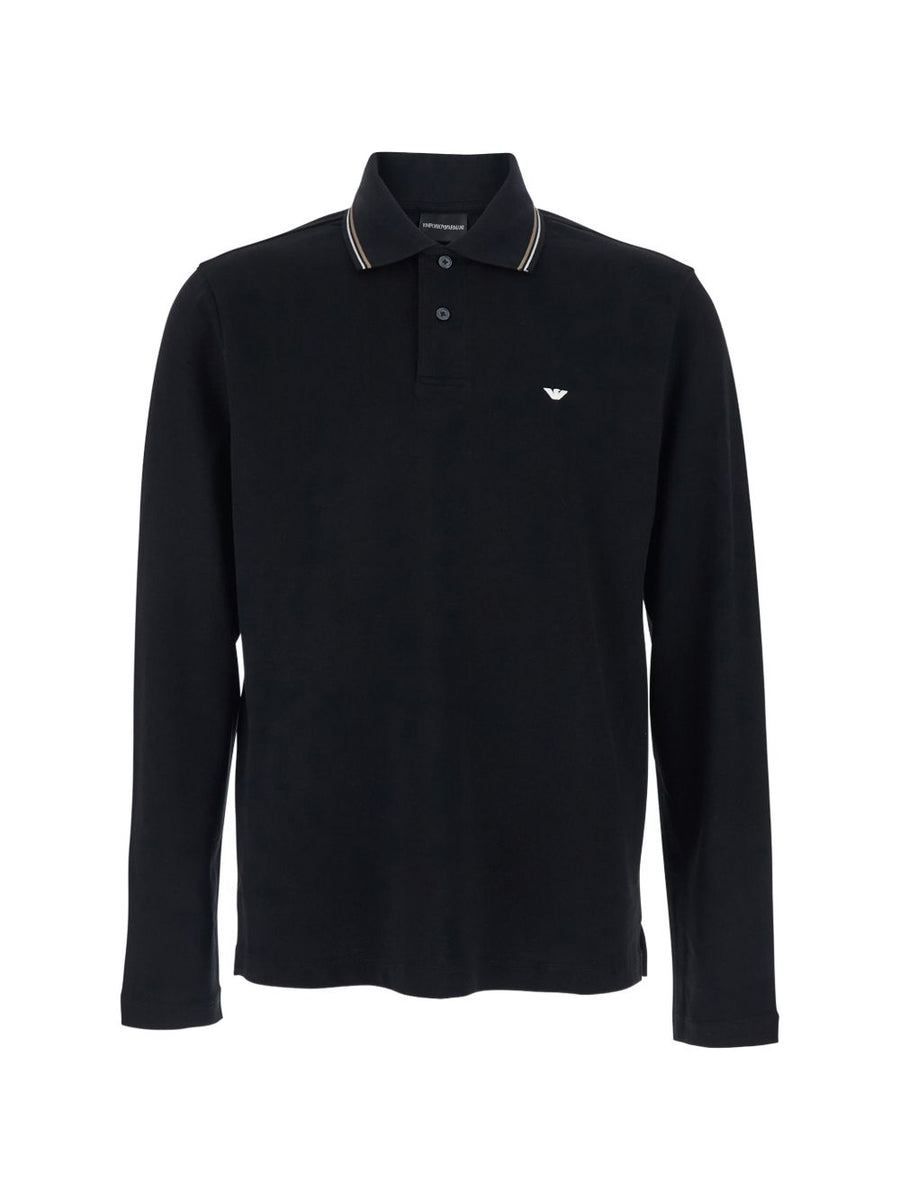 Emporio Armani Logo Cotton Polo — Black