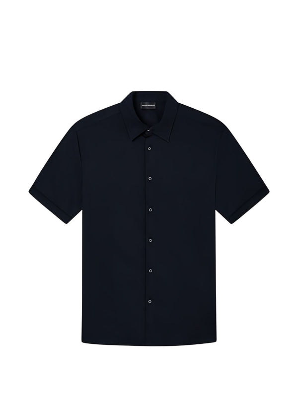 Emporio Armani Cotton Short-Sleeve Shirt — Navy