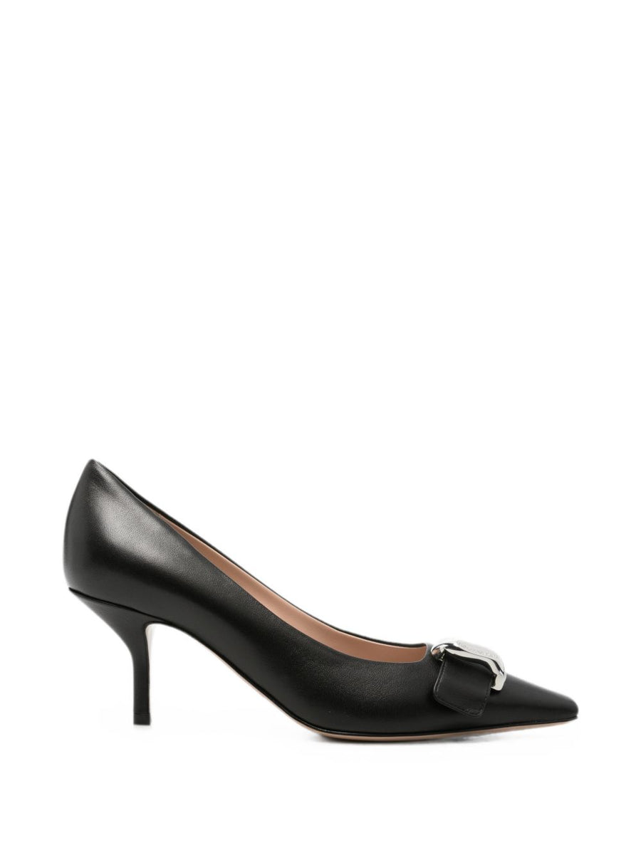 Emporio Armani Buckle-Detail Leather Pump — Black