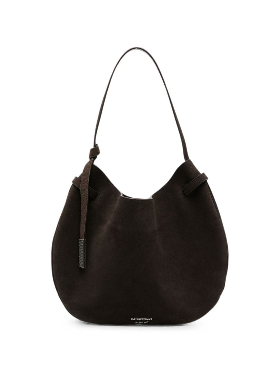 Emporio Armani Suede Leather Shoulder Bag — Black