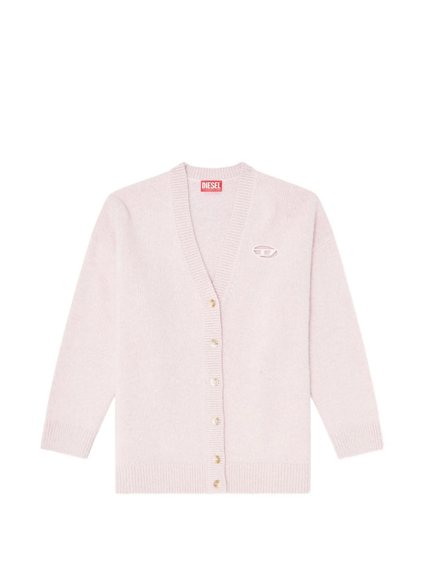 Diesel Logo Wool Blend Cardigan — Pink