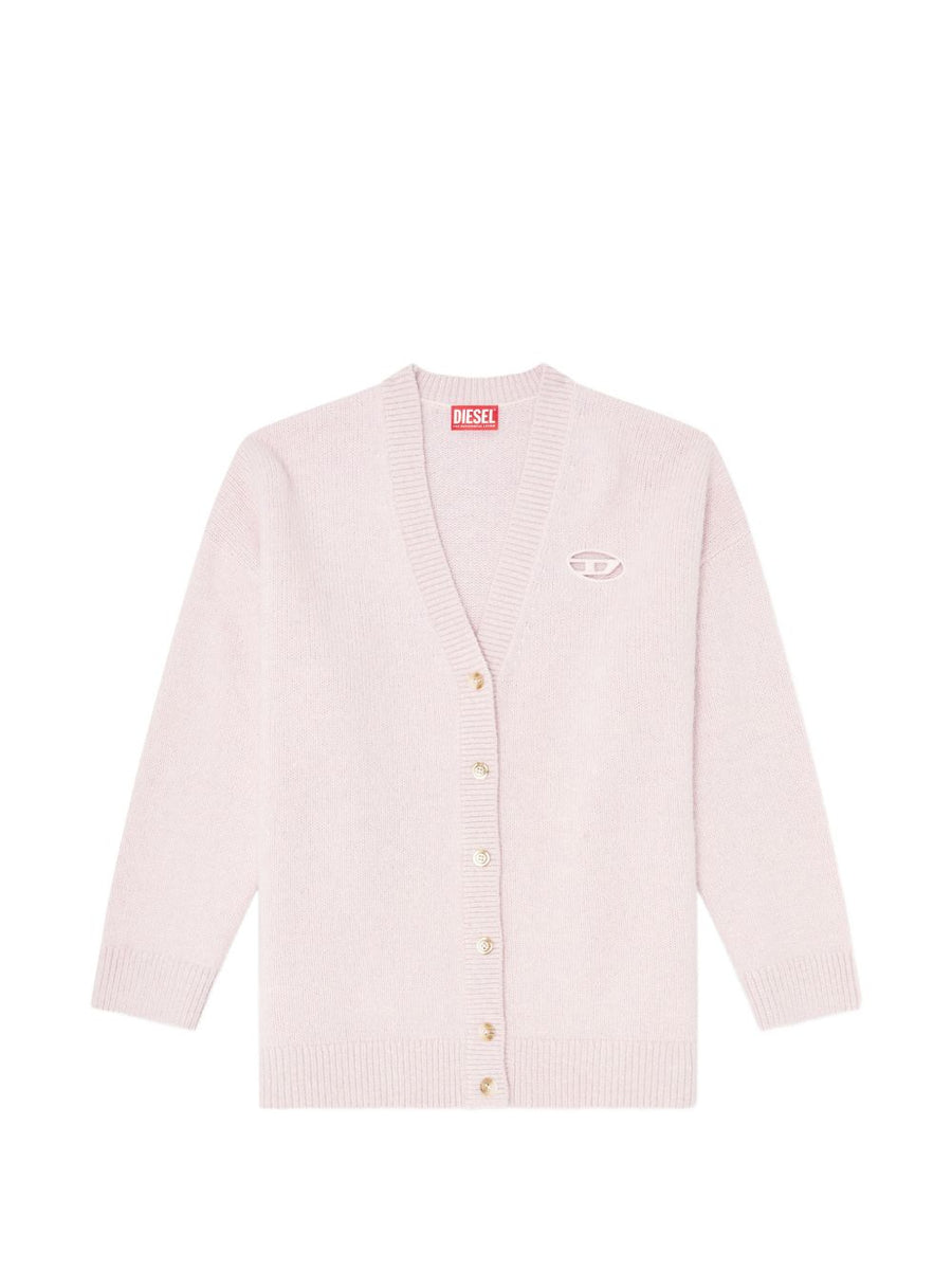 Diesel Logo Wool Blend Cardigan — Pink