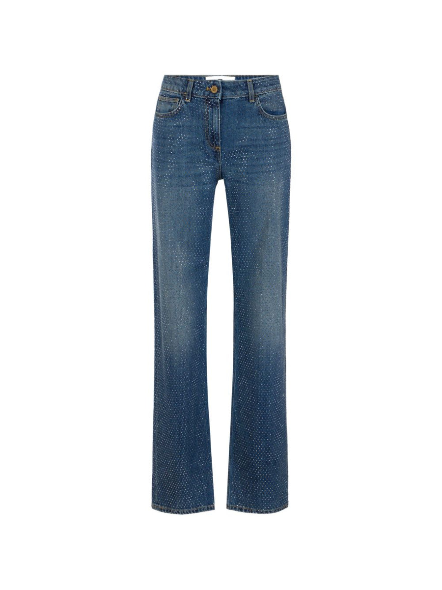 Elisabetta Franchi Rhinestone-Embellished Jeans — Blue