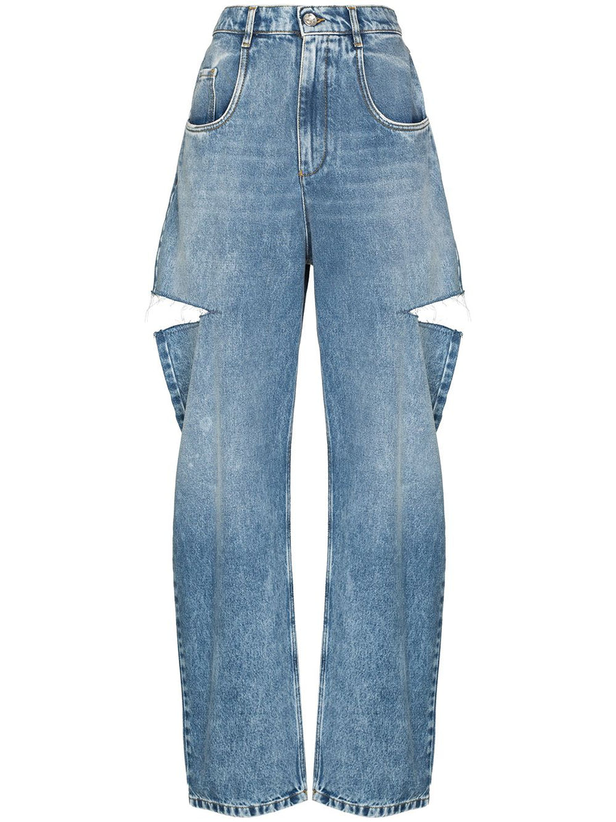 Maison Margiela Cut-Out Cargo Jeans — Blue