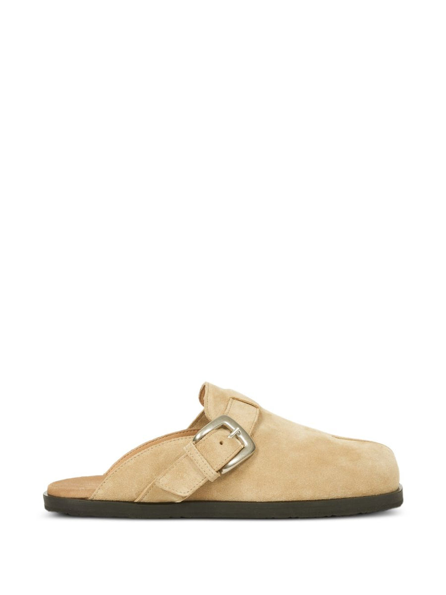 Maison Margiela Suede Buckle Slipper — Beige