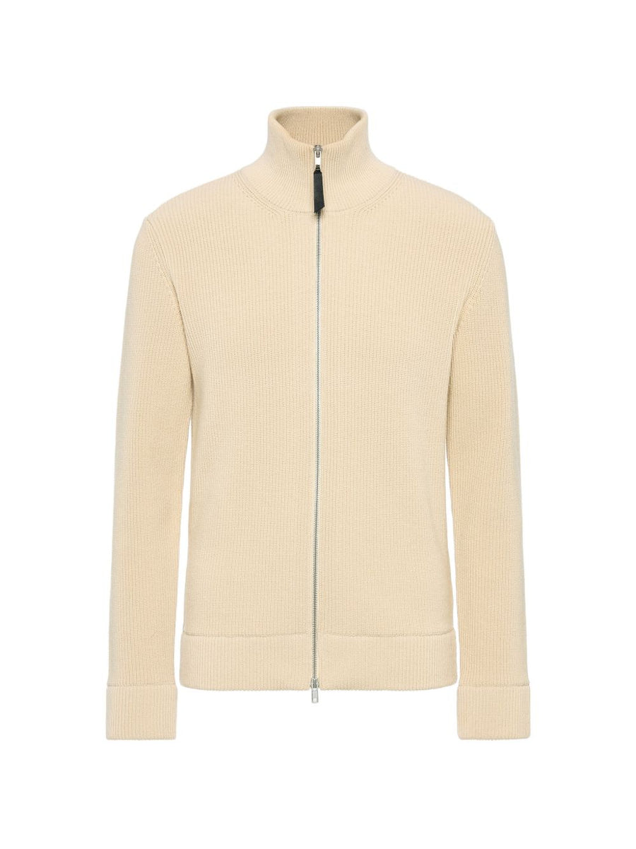 Maison Margiela Ribbed Wool Cardigan — Cream