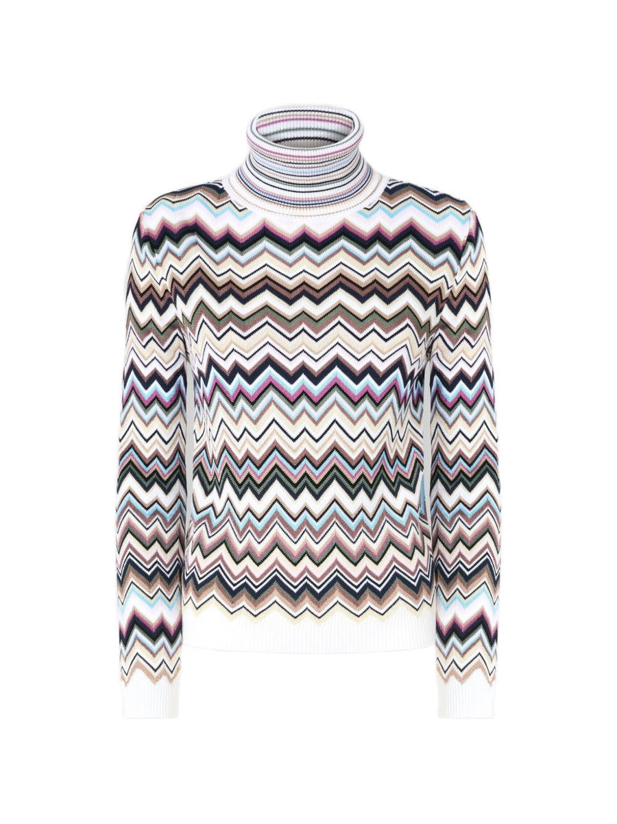 Missoni Zig-Zag Knit Turtleneck Sweater — Multicolor